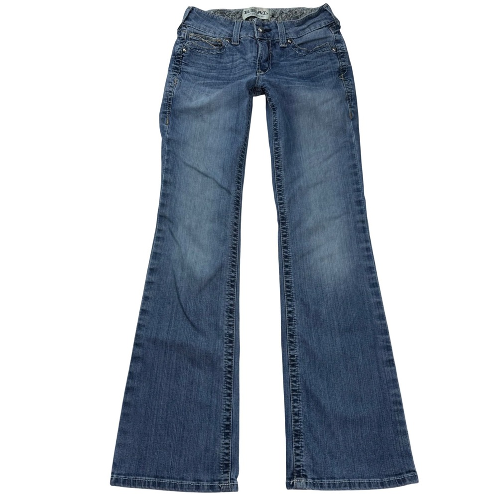 Ariat REAL Denim Womens 27R Low Rise Bootcut Jeans Medium Wash Western 33 Inseam